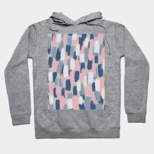 Abstract, Navy Blue, Grey and Blush Pink Paint Brush Effect Hoodie